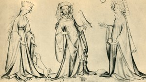 Tre unga kvinnor, c1400, 1943. av Unbekannt