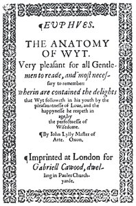 Titelsida av John Lylys Euphues eller The Anatomy of Wit, första upplagan, 1579, 1942. av Unbekannt
