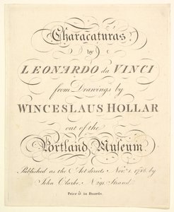 Titelsida: Characaturas av Leonardo da Vinci, från Ritningar av Wincelslaus Hollar, från..., 1786. av Unbekannt