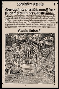 Titelsidan för boken Ship of Fools av Sebastian Brant, 1497. av Unbekannt