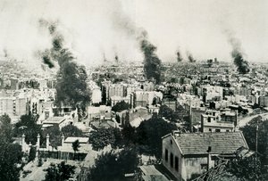 Tragisk vecka 1909, klosterbrand. Bild publicerad i tidningen "La Actualidad". Barcelona, ​​Spanien av Unbekannt