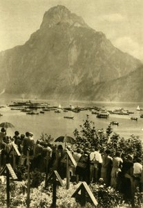 Traunstein och Traunsee, Oberösterreich, c1935. av Unbekannt