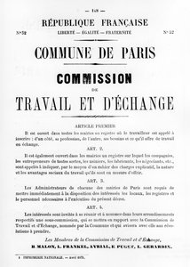 Travail et DEchange, från franska politiska affischer från Pariskommunen, maj 1871 av Unbekannt