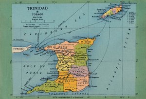 Trinidad & Tobago-karta, c1940-talet. av Unbekannt