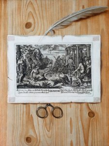 Trompe l’oeil med kopparstick av Unbekannt