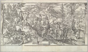 Turkiska soldater i vila från frisen Ces Moeurs et fachons de faire de Turcz Customs ..., 1553. av Unbekannt