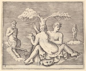 Two Lovers with Pan, publicerad ca. 1599-1622. av Unbekannt