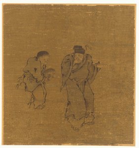 Två mansfigurer med en padda, Ming eller Qing dynasti, 1600-talet. av Unbekannt