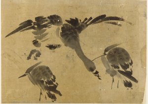 Två hägrar och en gås, Edo-period, 1573-1615. av Unbekannt