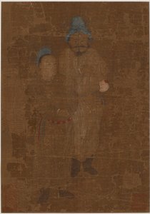 Två mansfigurer, stående, Mingdynastin, 1600-talet. av Unbekannt