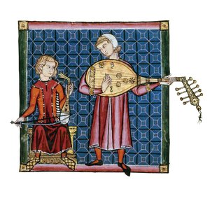 Två sångare. Illustration från kodexen av Cantigas de Santa Maria, ca. 1280 av Unbekannt