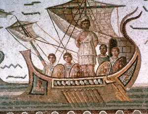 Ulysses och sirenerna, romersk mosaik, 300-talet e.Kr av Unbekannt