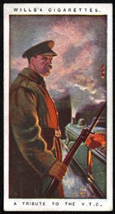 Storbritannien: Ett av en serie på tjugofyra cigarettkort som publicerades 1917 av Imperial Tobacco Company som en hyllning till de militära och civila styrkornas krigsinsatser av Unbekannt