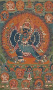 Vajrabhairava med sin gemål Vajravetali, 1700-tal. av Unbekannt