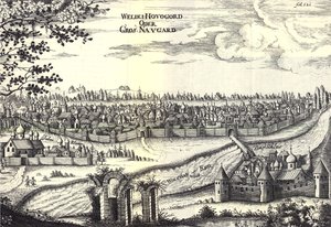 Velikiy Novgorod Illustration från resor till den store hertigen av Muscovy och kungen av Persien av Adam Olearius, 1656 av Unbekannt