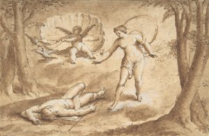 Venus upptäcker Adonis död, 1600-talet. av Unbekannt