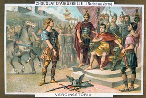 Vercingetorix överlämnar sig till Julius Caesar, c46 f.Kr., 1800-talet av Unbekannt