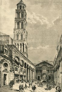 Utsikt i Spalatro, Visar Campanile och Peristyle av Diocletianus palats, 1890. av Unbekannt