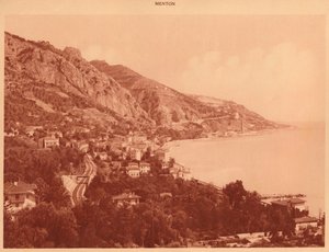 Utsikt över Garavan och den italienska gränsen, Menton, 1930. av Unbekannt