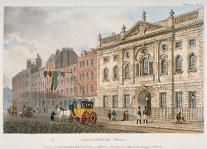 Utsikt över järnhandlarhallen och människor och en buss i Fenchurch Street, City of London, 1811 av Unbekannt