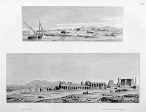 Utsikt över Luxor och Thebetemplet i Luxor, Egypten, c1808 av Unbekannt