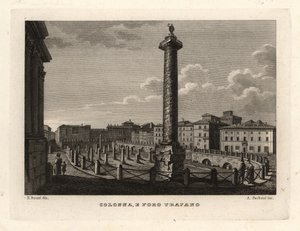 Utsikt över Trajanus kolumn och Trajanus forum, Colonna e Foro Trajano av Unbekannt