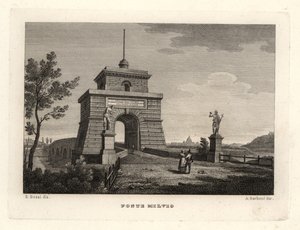 Vy över Milvian (eller Mulvian) bron, Ponte Milvio, Rom av Unbekannt