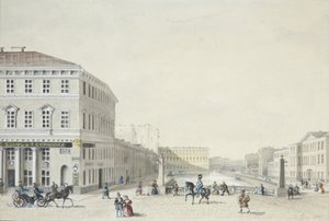 Utsikt över Moika-vallen från polisbron, 1839 av Unbekannt