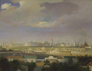Utsikt över Kreml från Bolotnaya Marsh-torget, mitten av 1800-talet. av Unbekannt