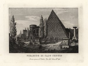 Utsikt över Cestius-pyramiden, Piramide di Caio Cestio, Rom av Unbekannt