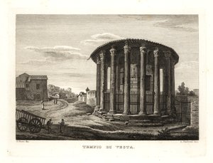 Utsikt över Vestas tempel, Tempio di Vesta, Rom av Unbekannt