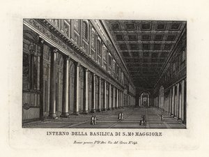 Vy över det inre av Basilica di Santa Maria Maggiore, Church of Saint Mary Major, Rom av Unbekannt