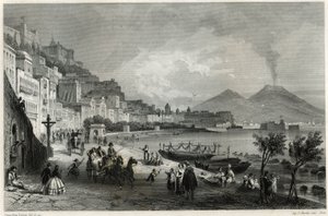 Utsikt över hamnen och staden Neapel på 1800-talet, i boken om Medelhavet av Louis Enault (1824-1900), fransk journalist och resenär. av Unbekannt