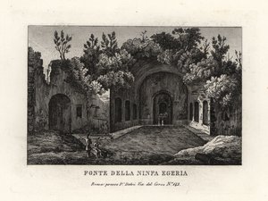 Utsikt över våren av nymfen Egeria, Egeria nympheum, Ninfeo d