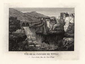 Vy över vattenfallen i Tivoli, Italien, Cascade de Tivoli av Unbekannt