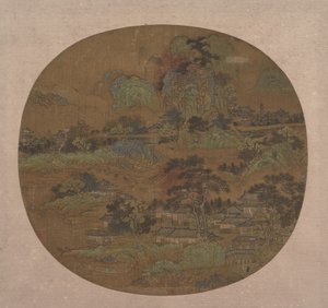 By och tempel i Jiangnan, tidigt 1400-tal. av Unbekannt