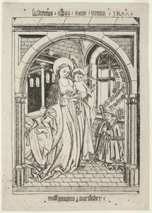 Jungfru och barn, Abbot Ludwig Kneeling, 1400-talet. av Unbekannt