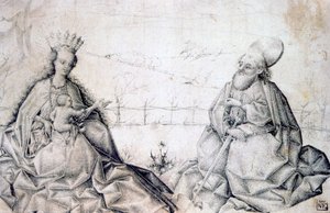 Jungfru och barn med St Paul, c1450 av Unbekannt