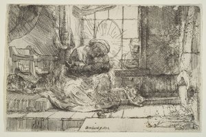 Jungfru och barn med katten: och Josef vid fönstret, 1654. av Unbekannt