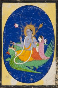Vishnu och gemål monterade på Garuda, 1800-talet av Unbekannt