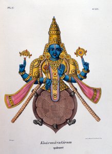 Vishnu, en av gudarna i den hinduiska treenigheten trimurti, 1828 av Unbekannt