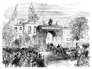 Besök av drottningen och prins Albert i Linen Hall, Belfast, c1850-talet, c1888 av Unbekannt