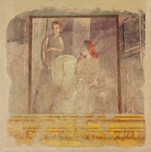 Väggmålningsfragment från norra väggen i rum H i Villa P. Fannius..., ca. 50-40 f.Kr. av Unbekannt