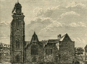Västervy av den gamla kyrkan St. Martins-in-the-Fields, neddragen 1721, 1881. av Unbekannt