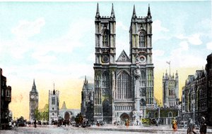 Westminster Abbey och Big Ben, London, 1900-talet av Unbekannt