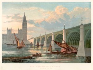 Westminster Bridge, London, med utsikt från Themsens södra strand, 1858 av Unbekannt