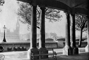 Westminster Bridge och Big Ben från terrassen på St Thomass Hospital, 1926-1927 av Unbekannt