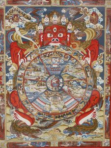 Livets hjul eller Samsaras hjul (Mandala). Kopan kloster, Bhaktapur, Nepal av Unbekannt