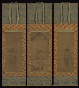Vitklädd Guanyin med Hanshan och Shide, 1300-talet. av Unbekannt
