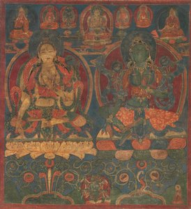 Vit Tara och Grön Tara, 1450-1500. av Unbekannt